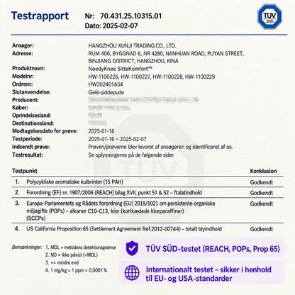 NeedyKnee SitteKomfort™ – Ergonomisk gelépude til sunde siddestunder
