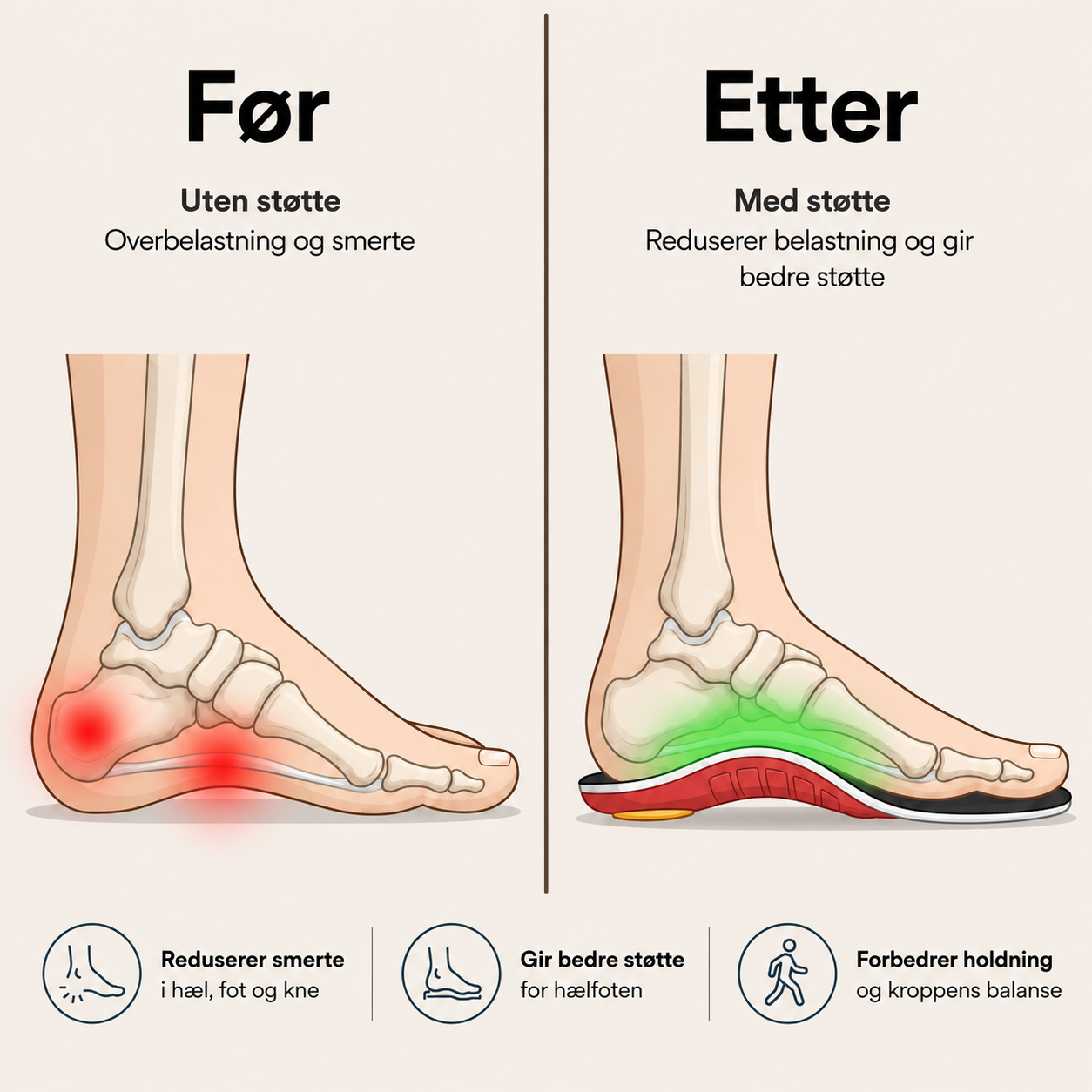 NeedyKnee FlexStep™ – Ortopediske støttesåler for bedre komfort hele dagen